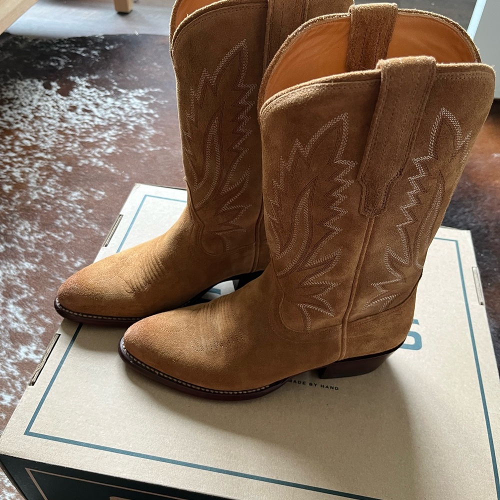 Tecovas women’s The Jamie cowboy boots caramel suede size 8 - Picture 2 of 11